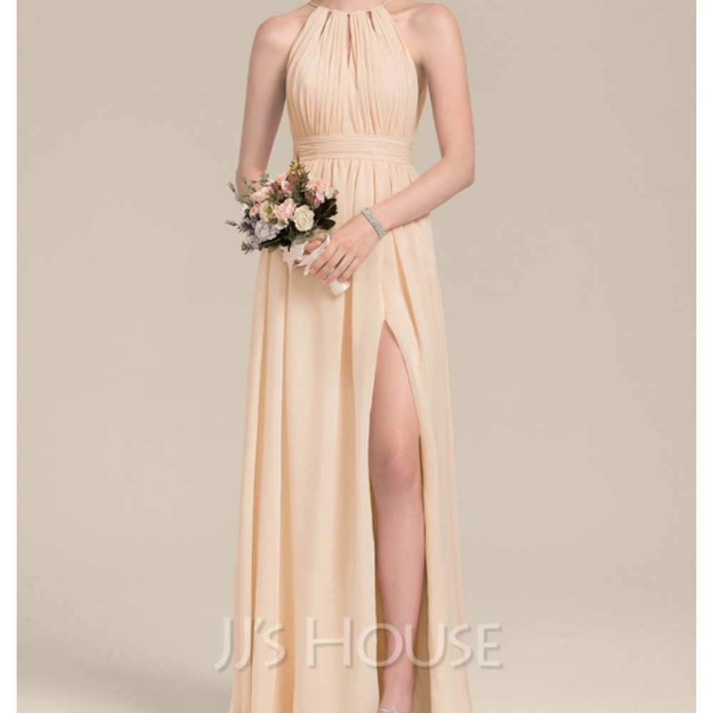 Champagne floor length bridesmaid/ prom dress - Picture 3 of 7